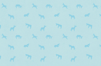 A blue background with dark blue donkey motifs