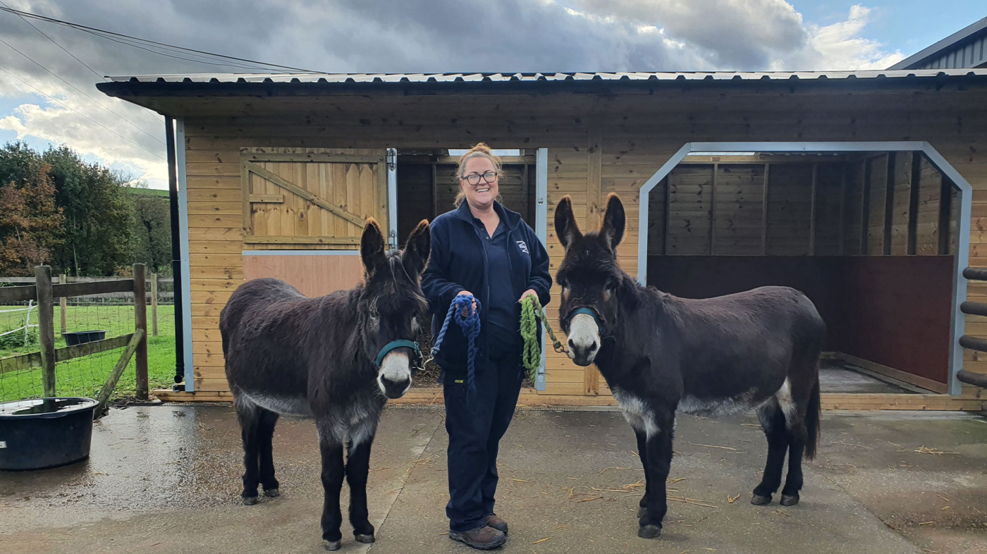 Ben (left) and Bill with Jessie Ingleson, animal centre co-ordinator