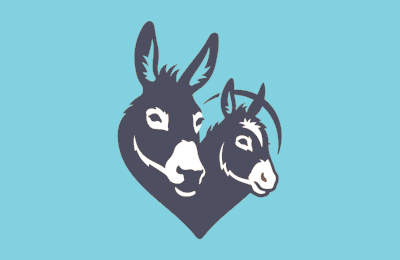 A placeholder image - the official donkey sanctuary icon on a blue background
