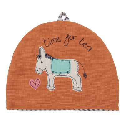 D23007 Poppy Treffry embroidered small tea cosy in orange