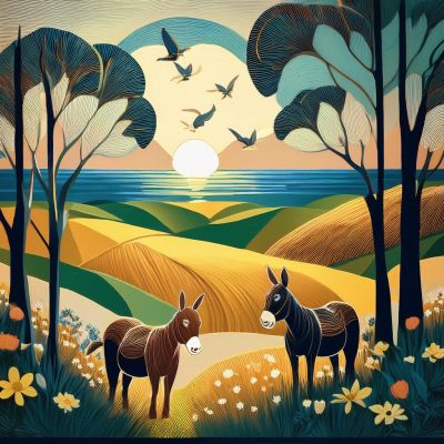 Coastal Donkeys Seaview V - Greeting Card