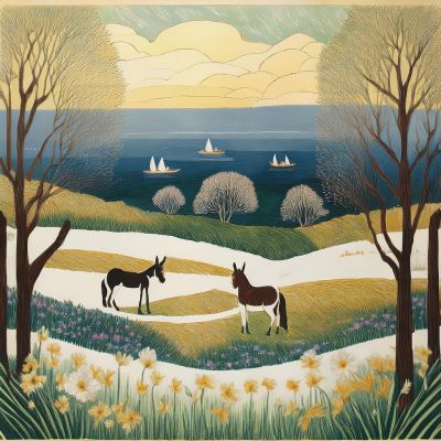 Coastal Donkeys Seaview X - Greeting Card