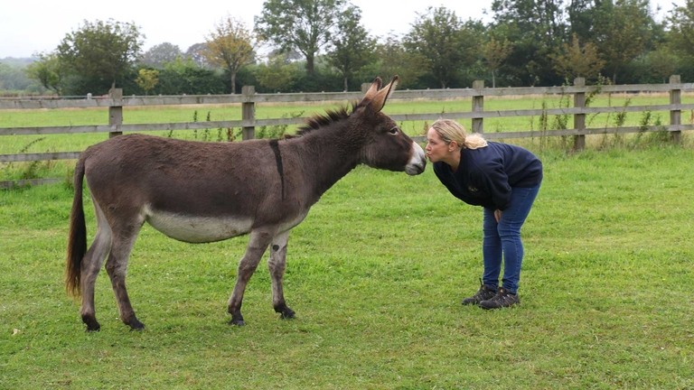 Heidi with Jaime Down, Farm Supervisor, at The Donkey Sanctuary Sidmouth.
