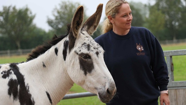 Lady with Farm Supervisor Jaime Down at The Donkey Sanctuary Sidmouth.