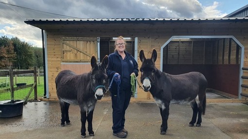 Ben (left) and Bill with Jessie Ingleson, animal centre co-ordinator.