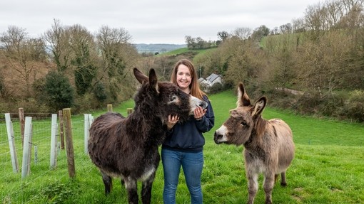 Molly and Maple with groom.
