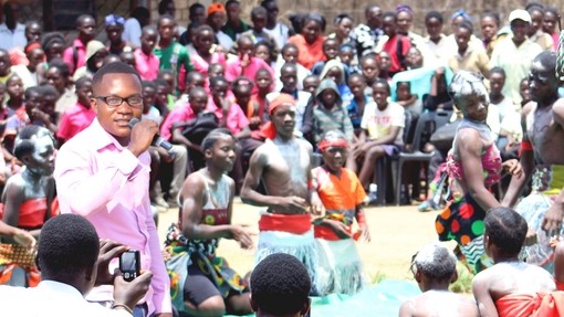 Crowd in Zambia watch electro-reggae performance for donkey welfare.
