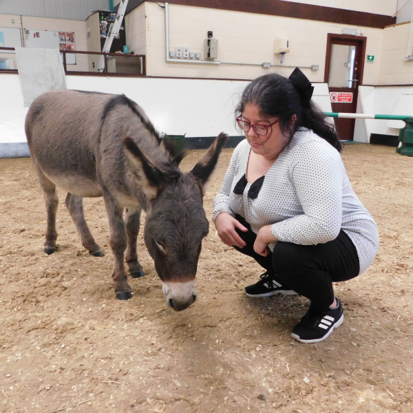 Gillian during a donkey-assisted therapy session