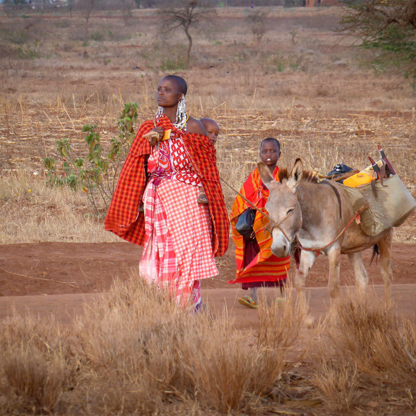 Masaai woman and children