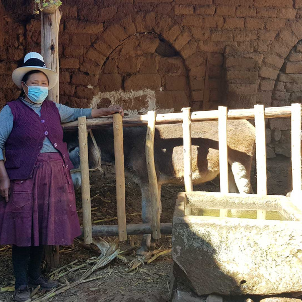 Mrs Julia welcomes to the team to her new donkey shelter, built with support from the CERF project