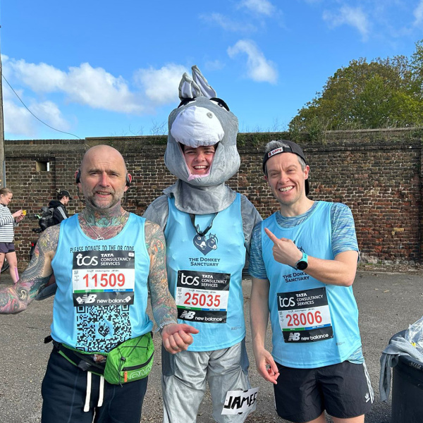 Andy, James and Paul at the London Marathon