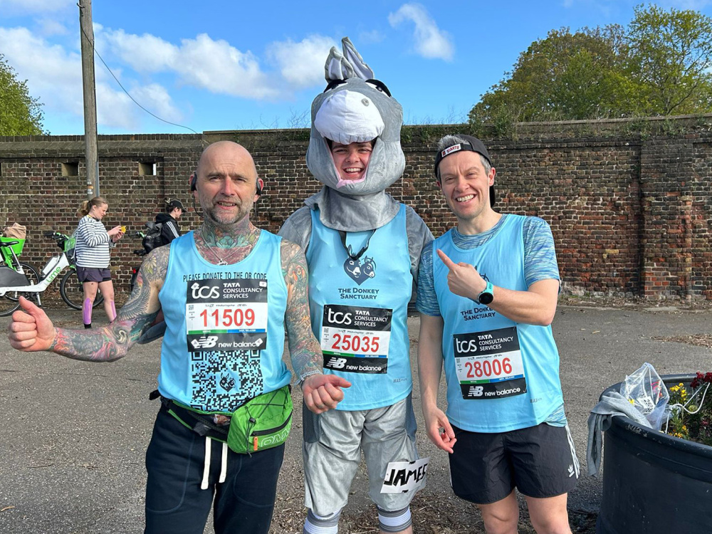 Andy, James and Paul at the London marathon