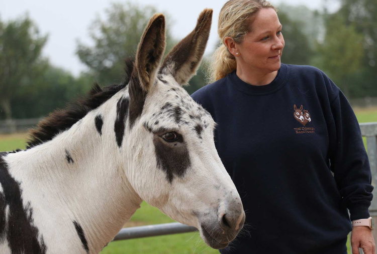Lady with Farm Supervisor Jaime Down at The Donkey Sanctuary Sidmouth