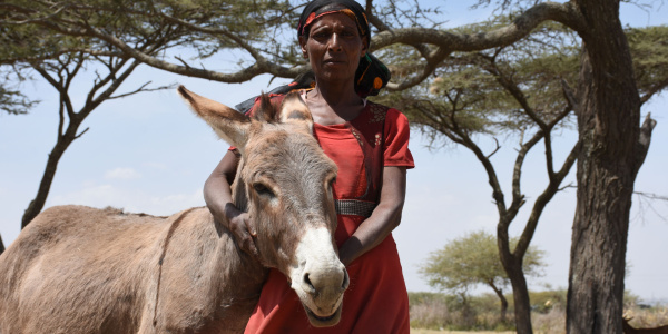 Samuna with her donkey
