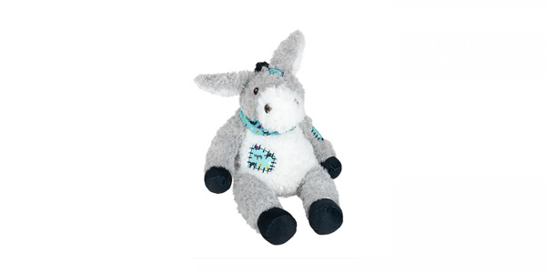 Patch donkey stuffed toy on a white background