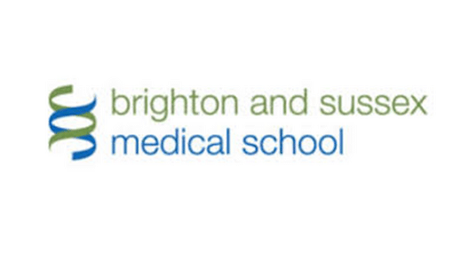 A logo with the words Brighton and Sussex medical school