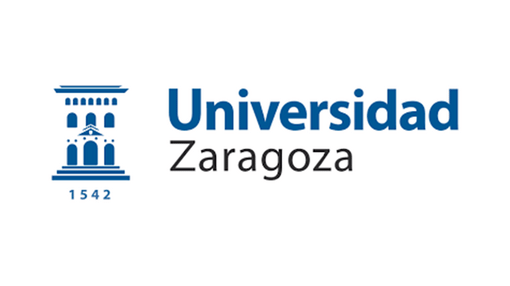A logo with a blue building and text that reads ' Universidad Zaragoza'