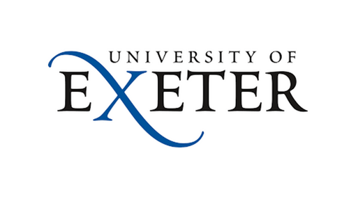 A logo with black writing 'University of Exeter'