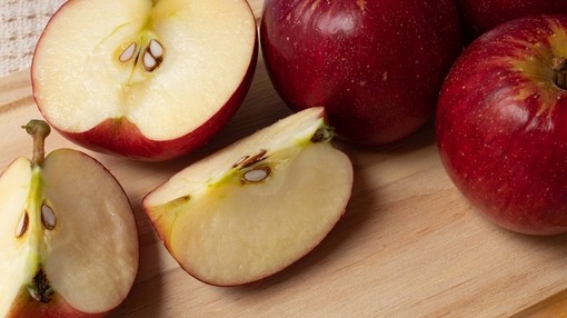 A close up of chopped up apple