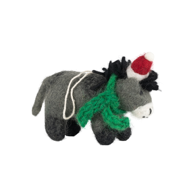 Christmas Felted Decoration - Red Hat, Green Scarf