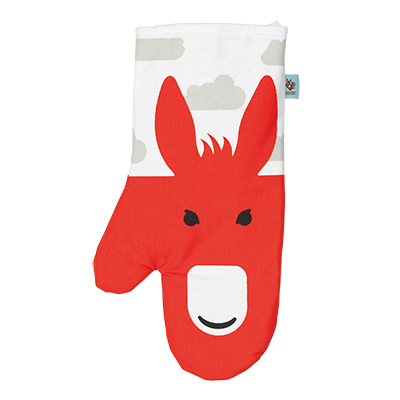 Donkey oven mitt - red