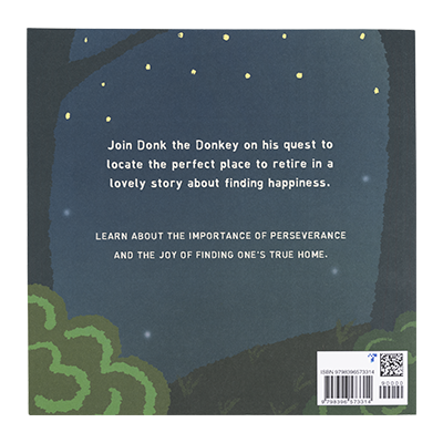 Donk the Donkey’s Quest for Rest - Back cover.