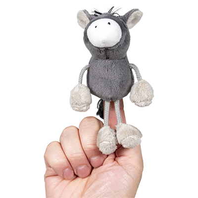 D22096 Grey Donkey Finger Puppet