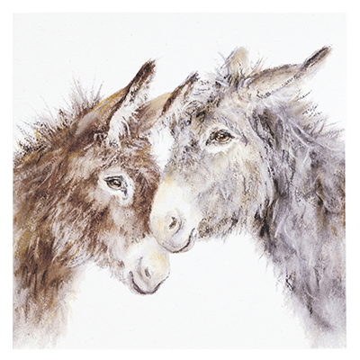 D24047 Cuddling donkeys greeting card