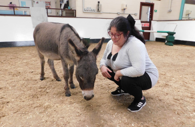 Gillian during a donkey-assisted therapy session