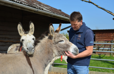 Ben Hart with Blackpool donkeys Sandy and Lucky