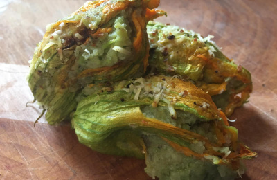 Roasted courgette flowers