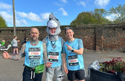 Andy, James and Paul at the London Marathon