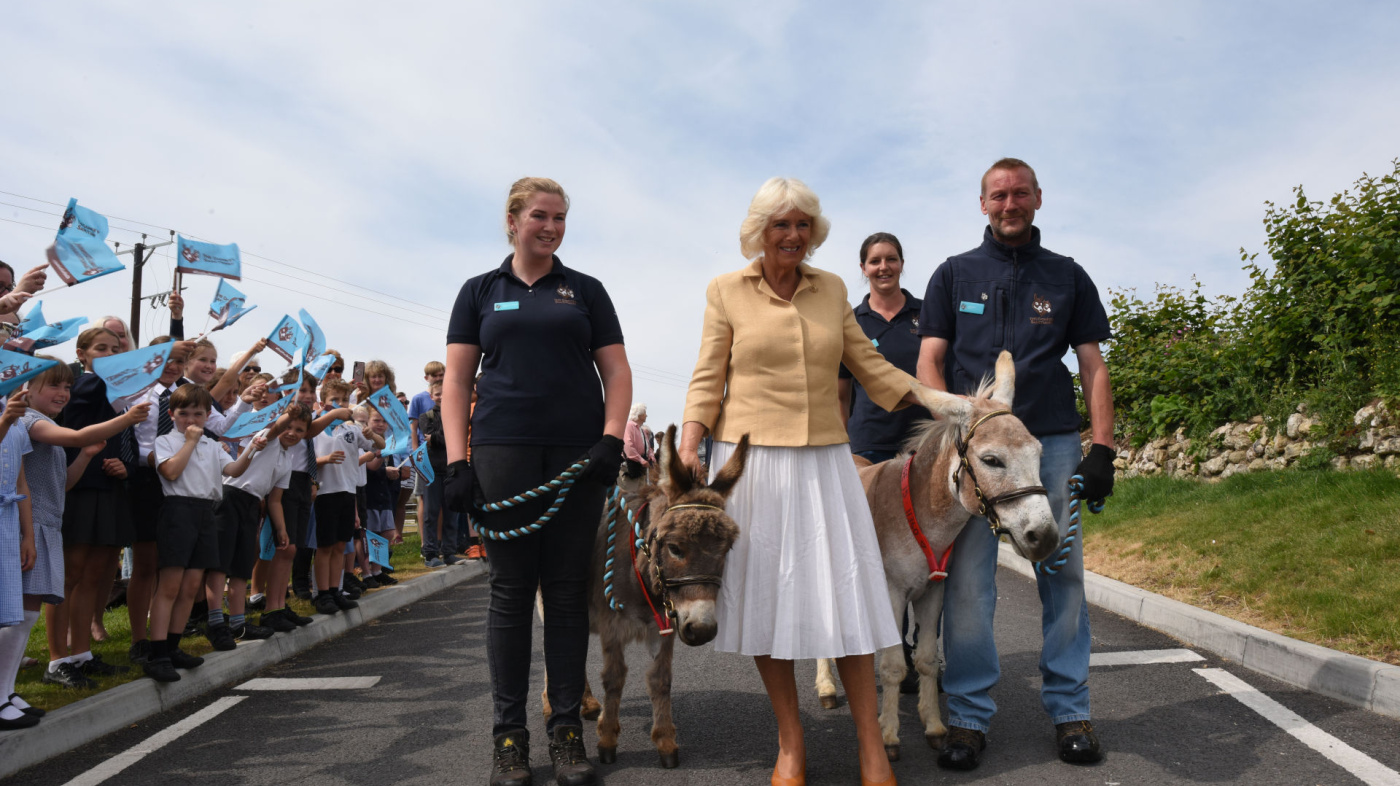 HRH the Duchess of Cornwall arrives at The Donkey Sanctuary
