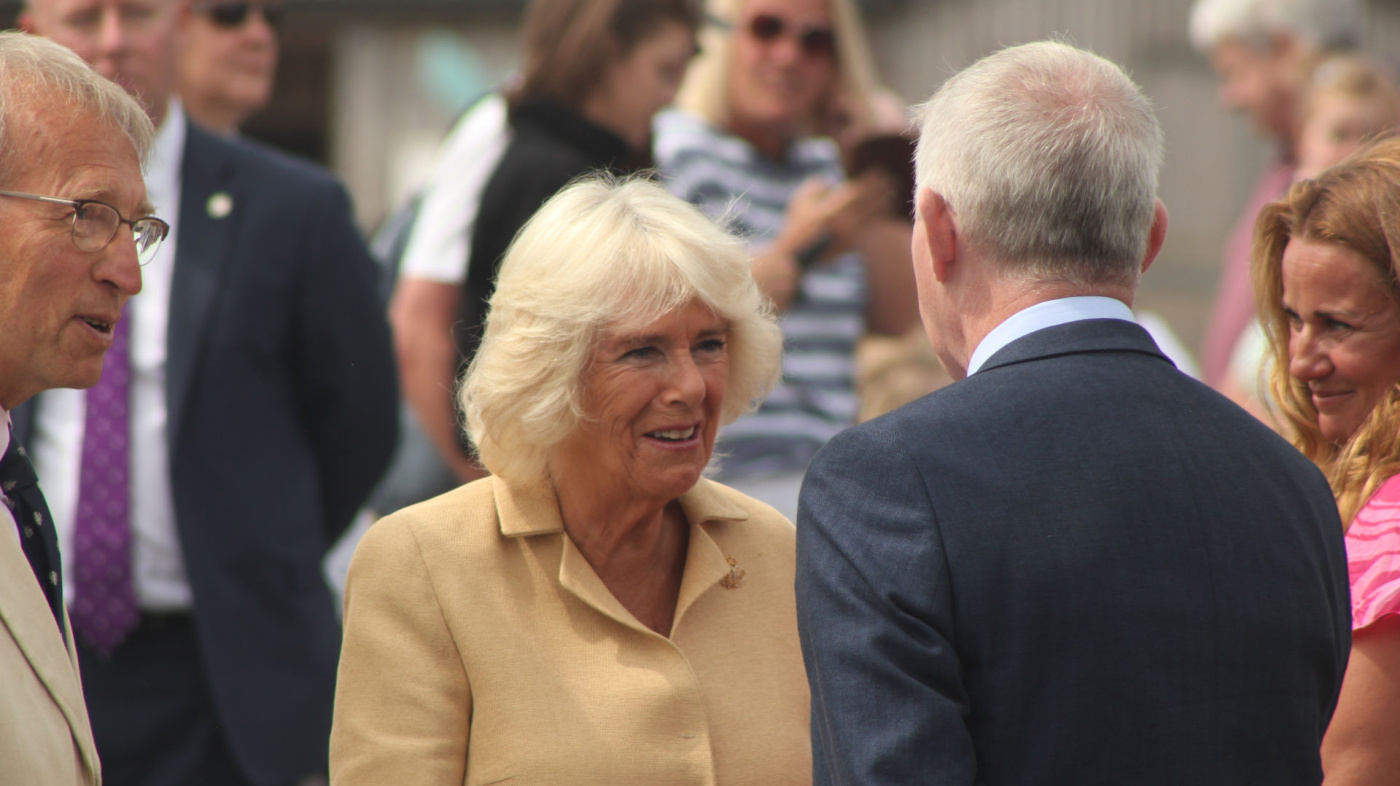 HRH the Duchess of Cornwall greeted by Mike Baker